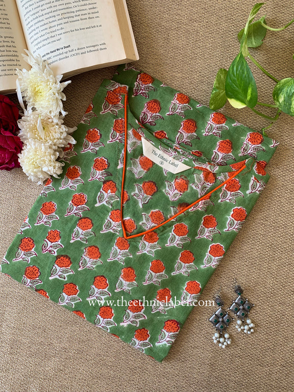 "Satva" Hand Block Printed  Cotton kurta
