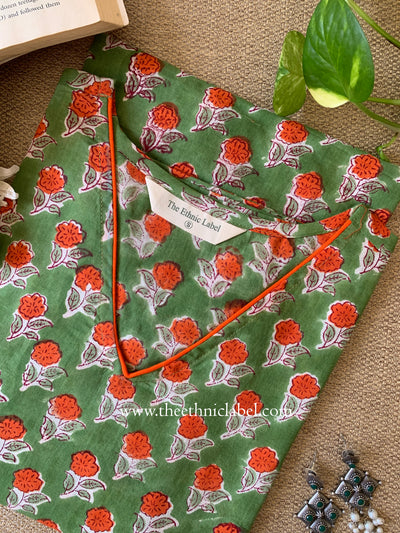 "Satva" Hand Block Printed  Cotton kurta