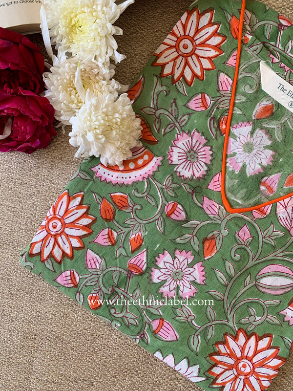 "Vriksha" Hand Block Printed  Cotton kurta