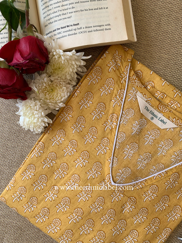 "Niyara" Hand Block Printed  Cotton kurta