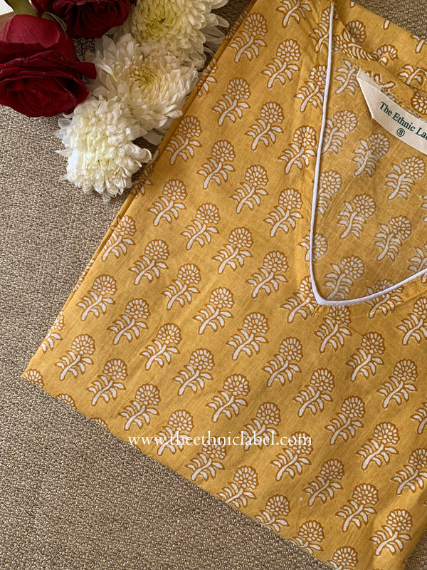 "Niyara" Hand Block Printed  Cotton kurta