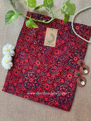 "Vayu" Red Kantha Cotton kurta - Big Size