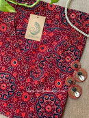 "Vayu" Red Kantha Cotton kurta - Big Size