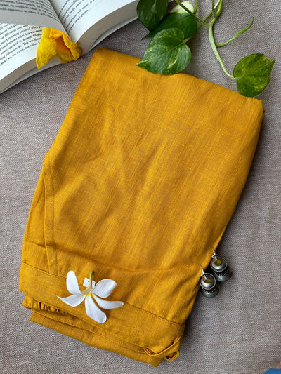 Mustard Slub Cotton Straight Pants