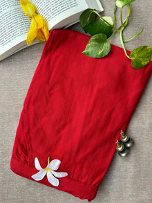 Red Slub Cotton Straight Pants