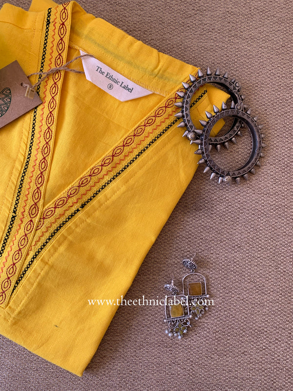 "Vamika" Yellow Embroidered Cotton Kurta