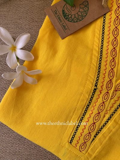 "Vamika" Yellow Embroidered Cotton Kurta
