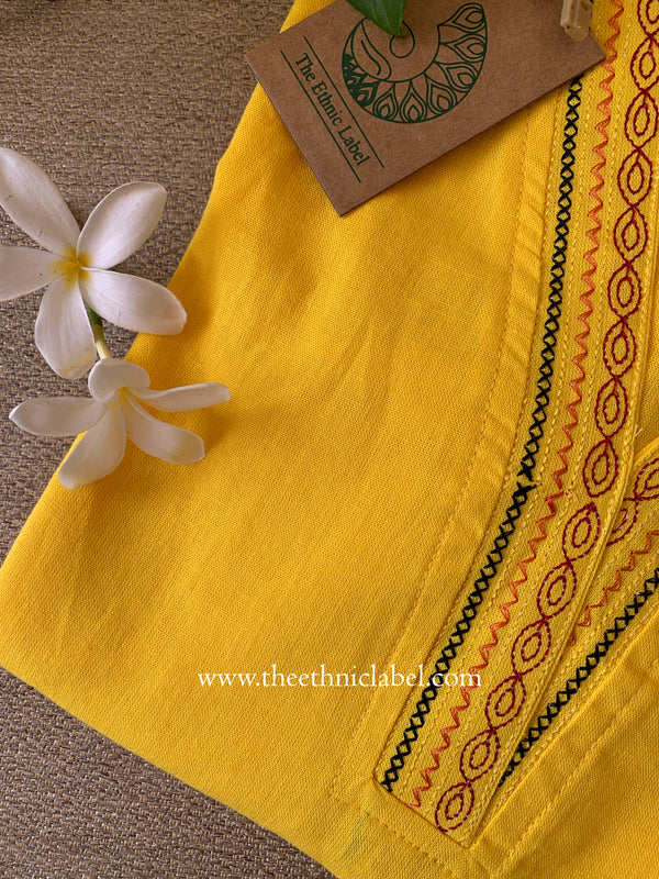 "Vamika" Yellow Embroidered Cotton Kurta
