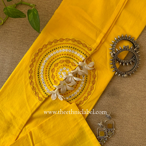 "Vamika" Yellow Embroidered Cotton Kurta