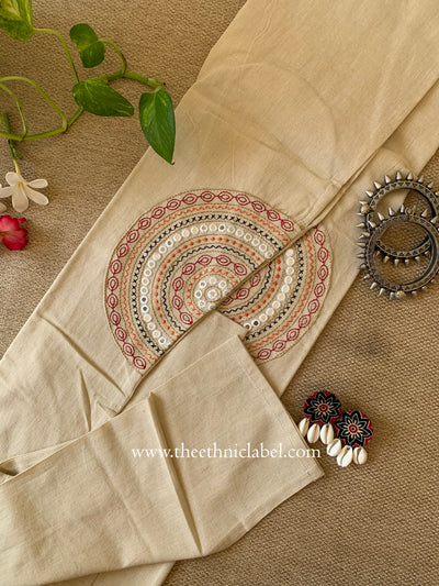 "Vamika" Cream Embroidered Cotton Kurta
