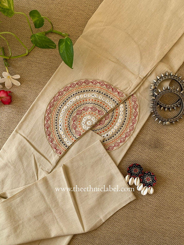 "Vamika" Cream Embroidered Cotton Kurta