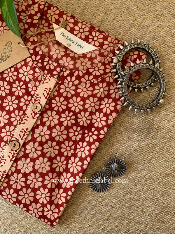 "Rutvi" Hand Block Printed Bagru Cotton kurta