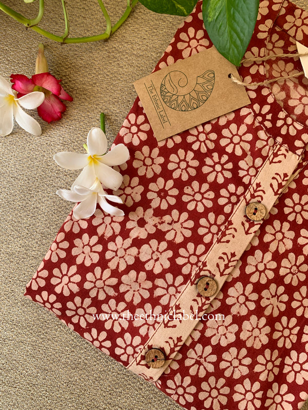 "Rutvi" Hand Block Printed Bagru Cotton kurta