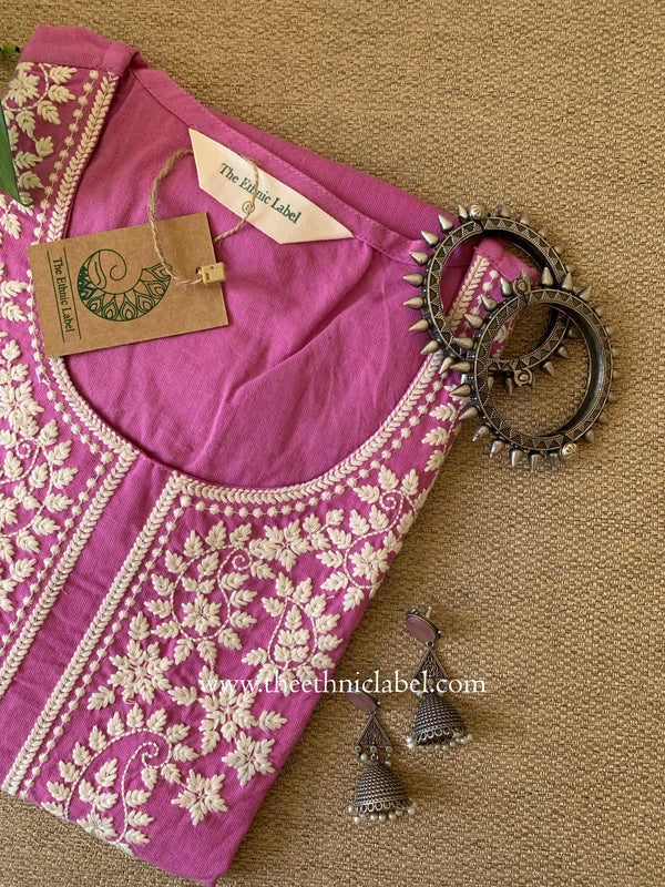 "Lavanya" Lavender Embroidered Cotton Kurta