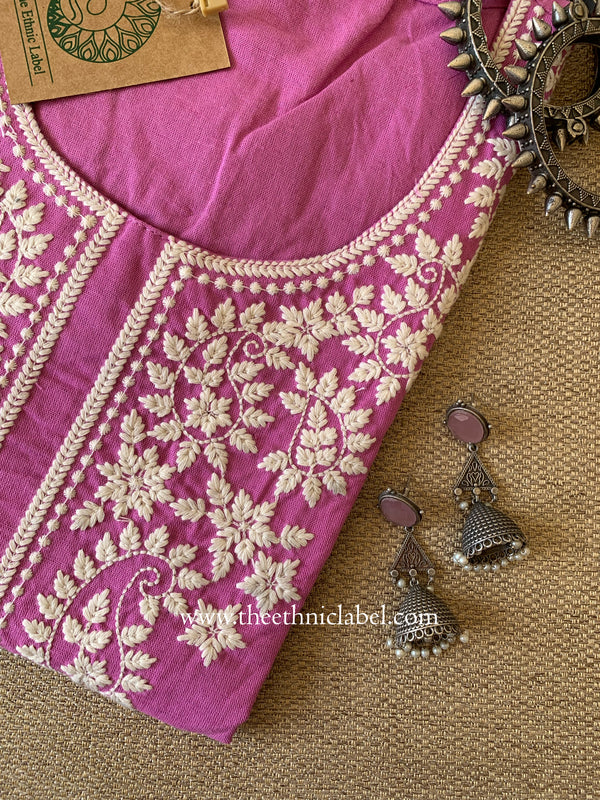 "Lavanya" Lavender Embroidered Cotton Kurta