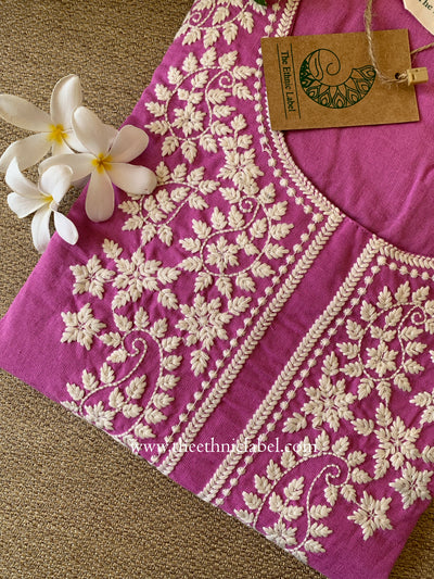 "Lavanya" Lavender Embroidered Cotton Kurta