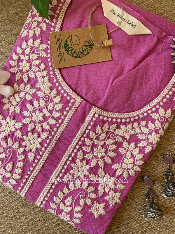 "Lavanya" Lavender Embroidered Cotton Kurta