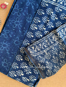 Indigo Unstitched Suit Set with Doria Dupatta- 3pc