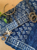 Indigo Unstitched Suit Set with Doria Dupatta- 3pc