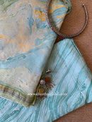 Light Blue  Unstitched Suit Set with Dupatta- 3pc