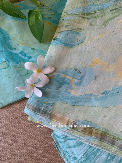 Light Blue  Unstitched Suit Set with Dupatta- 3pc