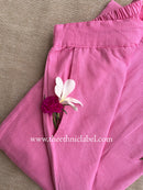 Pink Flex Cotton Straight Pants