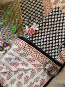 Black Unstitched Suit Set with Cotton Dupatta- 3pc