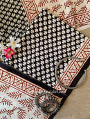 Black Unstitched Suit Set with Cotton Dupatta- 3pc