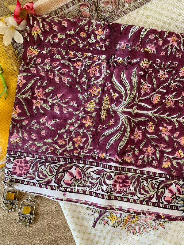 Burgandy Unstitched Suit Set with Doria Dupatta- 3pc