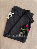 Black Flex Cotton Straight Pants