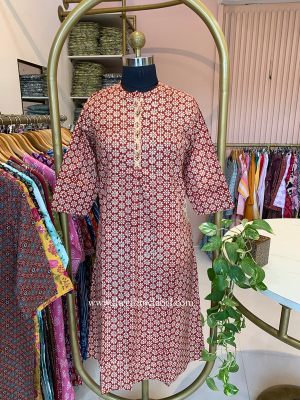 "Rutvi" Hand Block Printed Bagru Cotton kurta