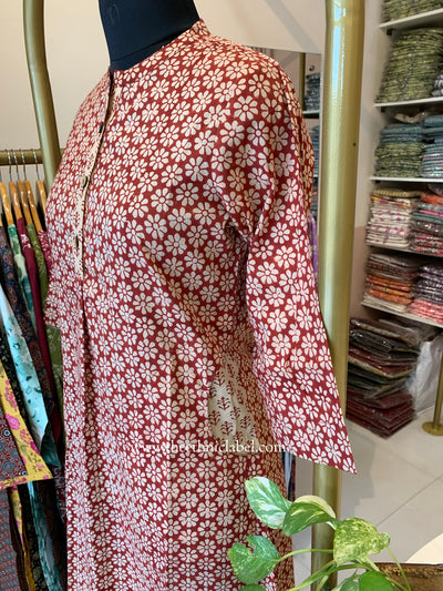 "Rutvi" Hand Block Printed Bagru Cotton kurta