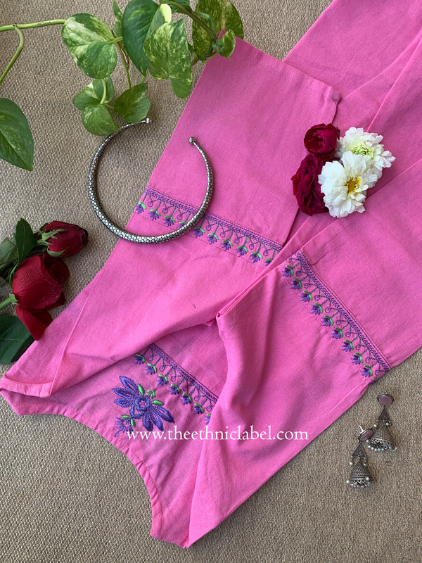 Zara Pink Embroidered Cotton kurta