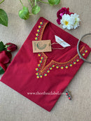 Zara Maroon Embroidered Cotton kurta