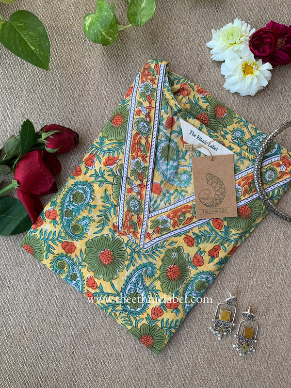"Dhaga" A line Hand Block Printed Cotton Kurta