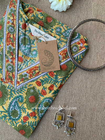 "Dhaga" A line Hand Block Printed Cotton Kurta