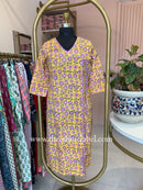 "Atreyi" Hand Block Printed Angrakha Cotton kurta