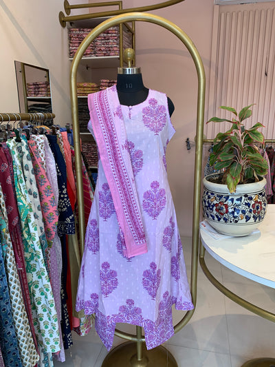 "Kalyani" Hand Block Printed Cotton Kurta Set(3pc)-S