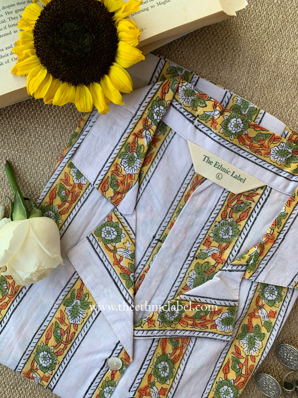 "Bini" Hand Block Printed Cotton Shirt