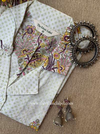 "Sonam" Hand Block Printed Cotton Shirt