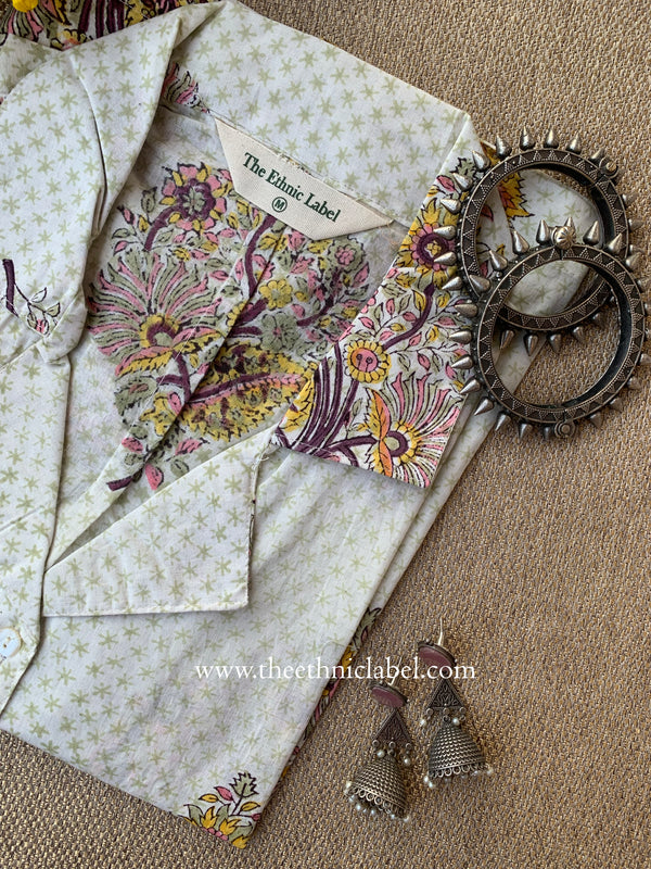 "Sonam" Hand Block Printed Cotton Shirt