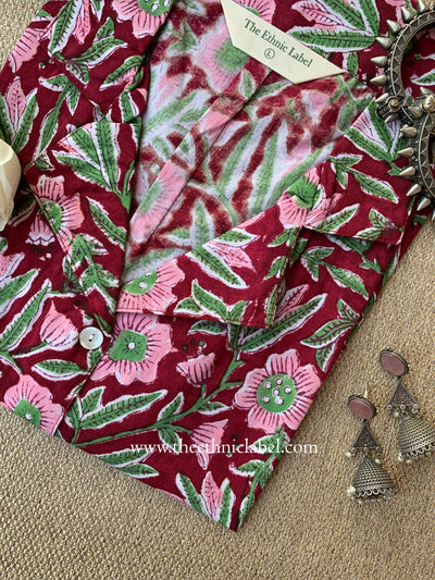 "Rhea" Block Printed Cotton Top