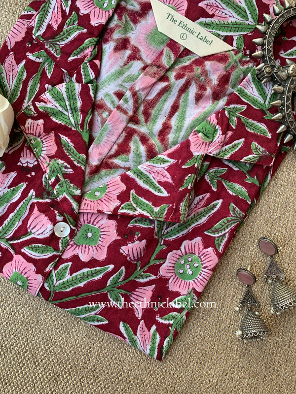 "Rhea" Block Printed Cotton Top