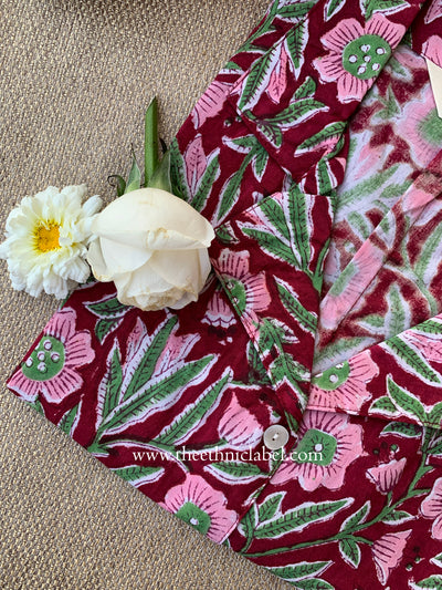 "Rhea" Block Printed Cotton Top