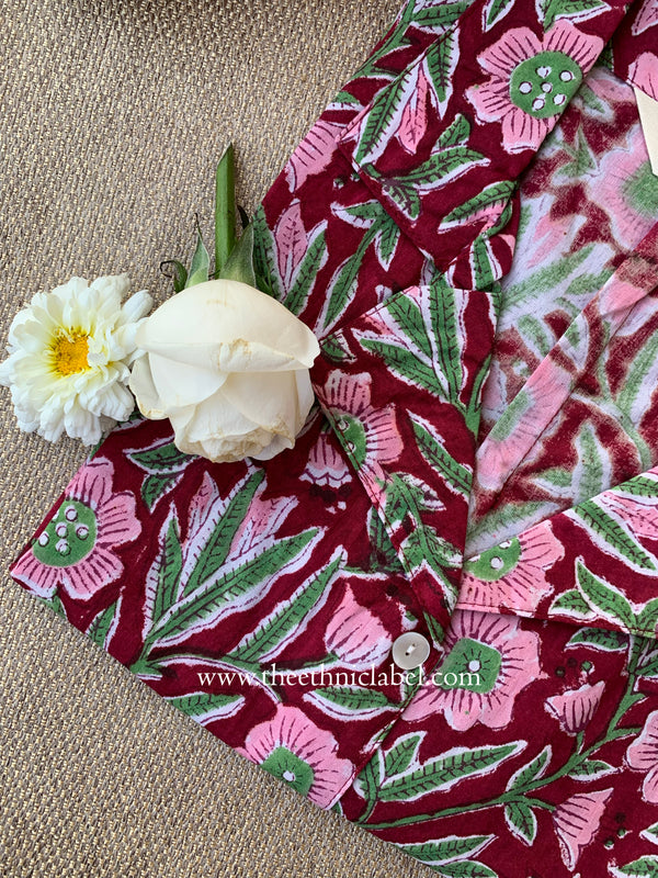 "Rhea" Block Printed Cotton Top