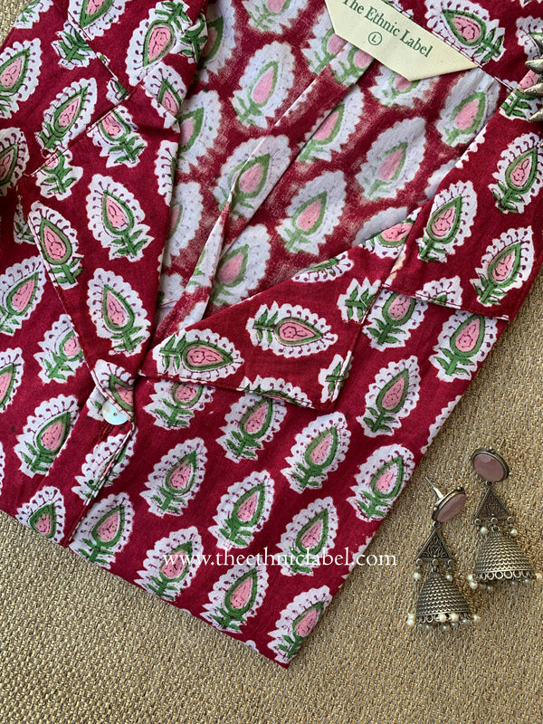 "Rhea" Block Printed Cotton Top