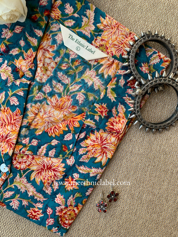 "Sunaina" Hand Block Printed Cotton Shirt