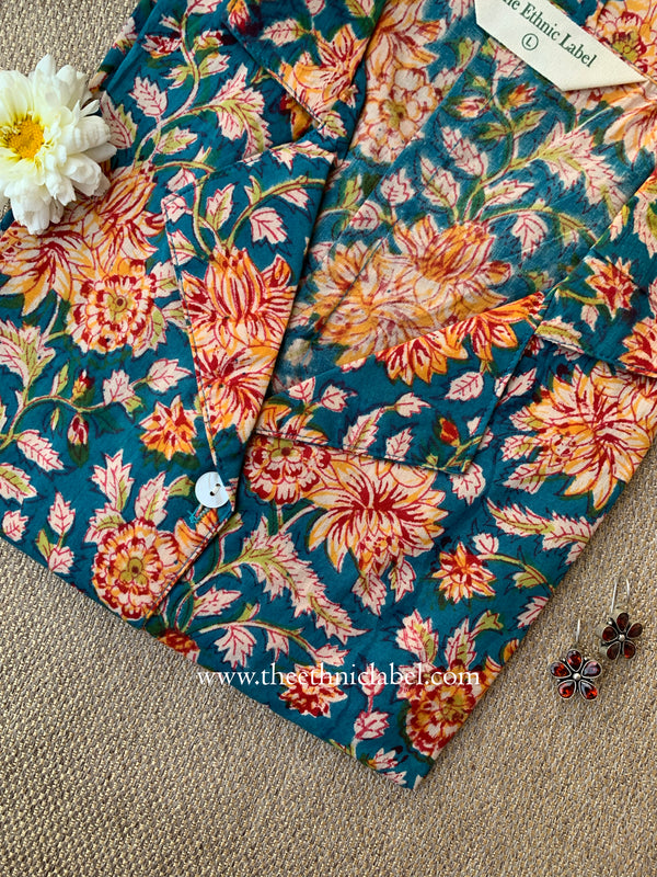 "Sunaina" Hand Block Printed Cotton Shirt