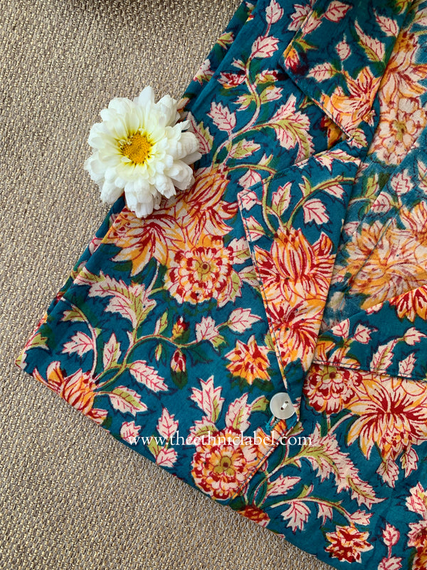"Sunaina" Hand Block Printed Cotton Shirt