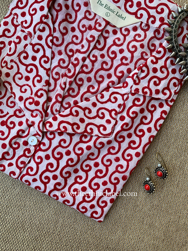 "Tina" Hand Block Printed Cotton Shirt